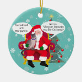 Funny Siamese Katze Besuchen Santa mit Unglaublich Keramik Ornament (Vorne)