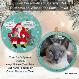 Funny Siamese Katze Besuchen Santa mit Unglaublich Keramik Ornament