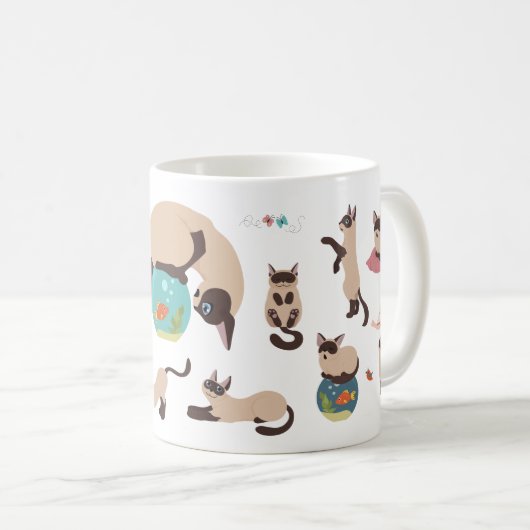 Funny Siamese Katzen Kaffeetasse (VorderseiteRechts)