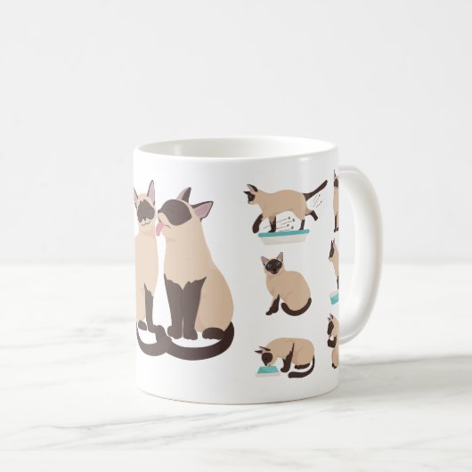 Funny Siamese Katzen Kaffeetasse (VorderseiteRechts)