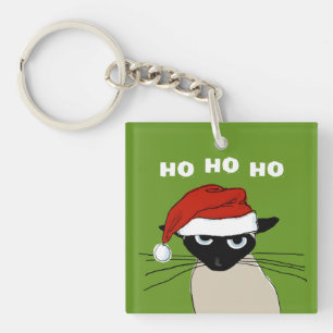 Funny Siamese Weihnachtsfest Weihnachtsfeiertag Ki Schlüsselanhänger