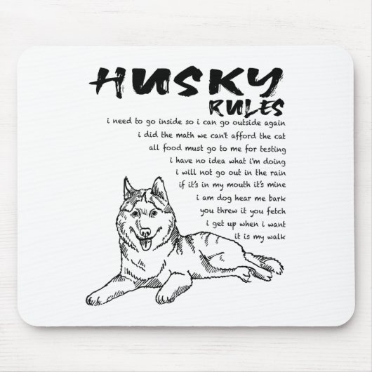Funny Siberian Husky Dog Hand Drawn Art Men Women Mousepad (Vorne)