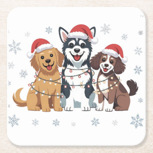 Funny Siberian Husky Dog Lover Weihnachtsbaum Rechteckiger Pappuntersetzer