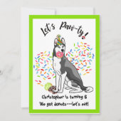 Funny Siberry Husky Donuts Geburtstagsparty Einladung (Vorderseite)