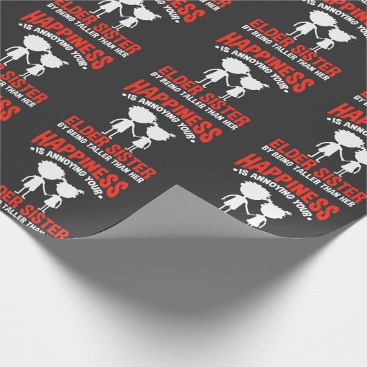 Funny Sibling Kleiner Bruder Kurz Alte Schwester Geschenkpapier (Ecke)