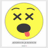 Funny Sick Emoticon Emoji Yellow Face Name 14" Aufkleber (Blatt)