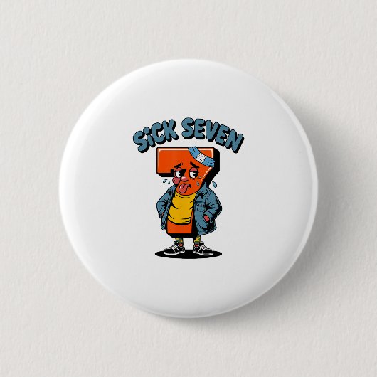 Funny Sick Seven Meme Six Seven Wordplay Halloween Button (Vorderseite)