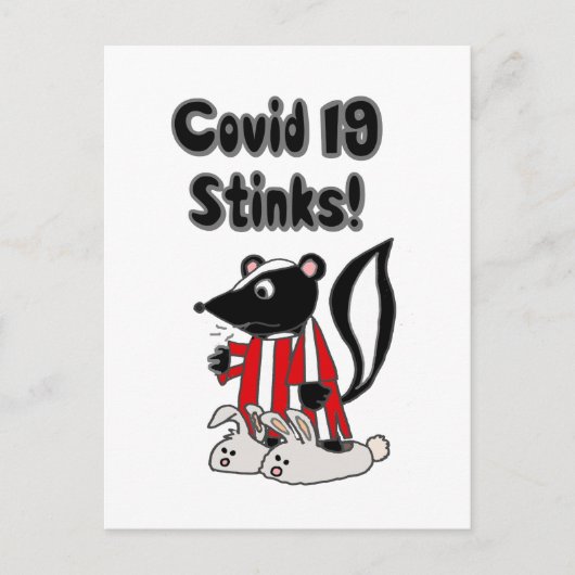 Funny Sick Skunk Covid 19 Stinks Postkarte (Vorderseite)