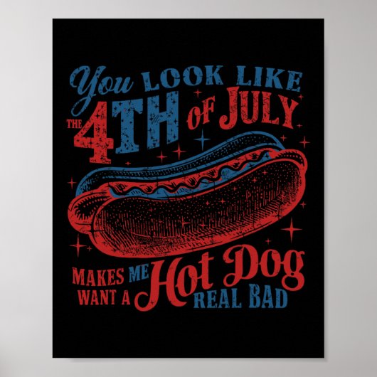 Funny Sie aussehen wie 4. Juli Hot Dog Dackel Männ Poster (Vorne)