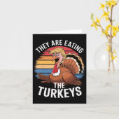 Funny, sie essen die Truthühner Erntedank Hum Karte (Gelbe Blume)