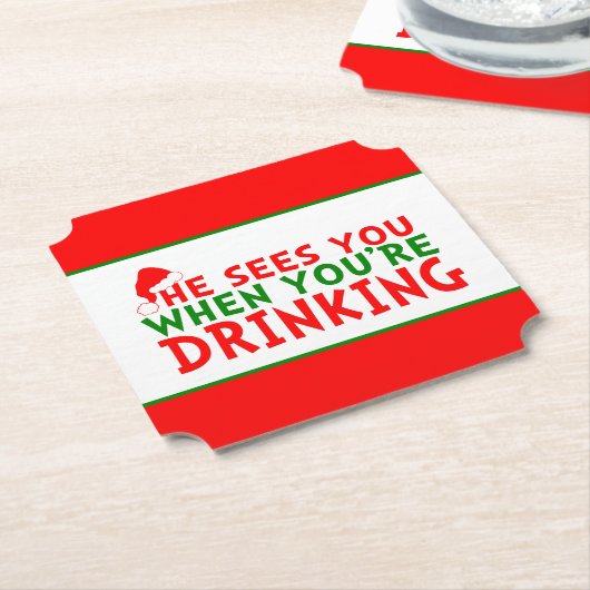 Funny sieht dich, wenn du Weihnachten trinkst Untersetzer (angewinkelt)
