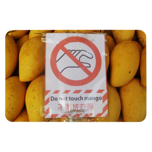 Funny Sign 'Do not Touch mango' Magnet (Horizontal)