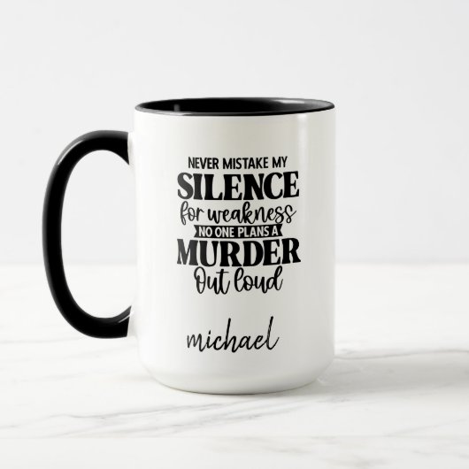 Funny Silence Murder Tasse (Links)