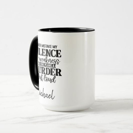 Funny Silence Murder Tasse (Vorderseite Links)