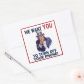 Funny Silence Your Phone Uncle Sam Quadratischer Aufkleber (Umschlag)