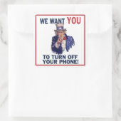 Funny Silence Your Phone Uncle Sam Quadratischer Aufkleber (Tasche)