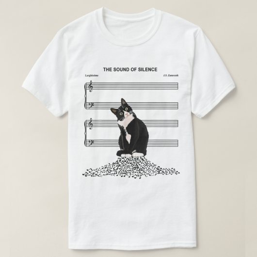 Funny Silent Cat Music Parody Design T-Shirt (Design vorne)