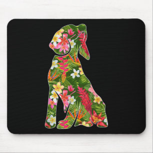 Funny Silhouette Beagle Hund Hawaiian Floral Sum Mousepad