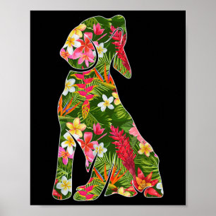 Funny Silhouette Beagle Hund Hawaiian Floral Sum Poster
