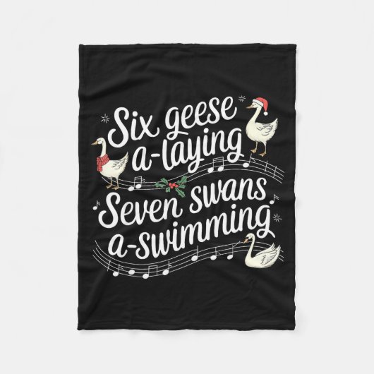 Funny Silly Goose 6 Geese Laying 7 Swans Swimming  Fleecedecke (Vorderseite)