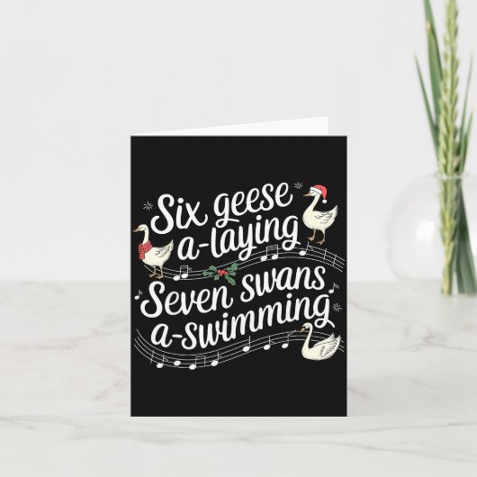 Funny Silly Goose 6 Geese Laying 7 Swans Swimming Karte (Vorderseite)