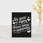 Funny Silly Goose 6 Geese Laying 7 Swans Swimming Karte (Gelbe Blume)