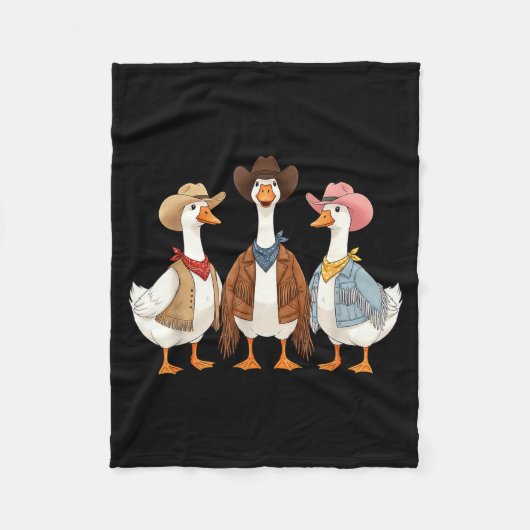 Funny Silly Goose Cowboy Western Cowgirl Goose Hum Fleecedecke (Vorderseite)