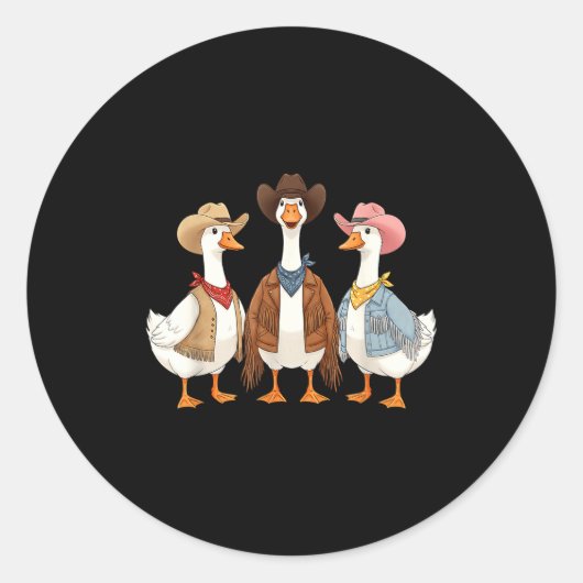 Funny Silly Goose Cowboy Western Cowgirl Goose Hum Runder Aufkleber (Vorderseite)