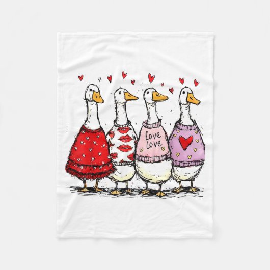 Funny Silly Goose Valentine Trendy Valentine's Day Fleecedecke (Vorderseite)