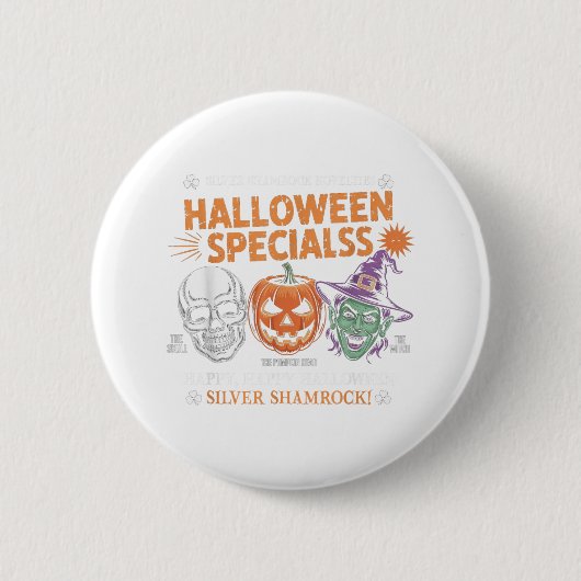 Funny Silver Kleeblatt Neuheiten Halloween Special Button (Vorderseite)
