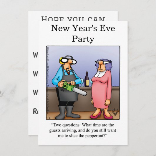 Funny Silvester Party Einladungen (Vorne/Hinten)