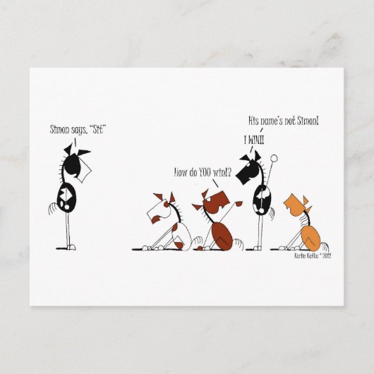 Funny Simon sagt Cartoon Postkarte (Vorderseite)