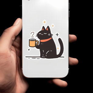 Funny Simple Black Chat mit Coffee Cup Aufkleber