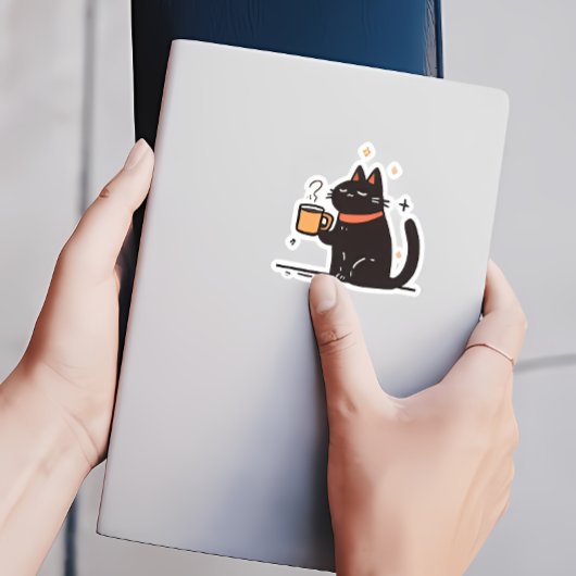 Funny Simple Black Chat mit Coffee Cup Aufkleber