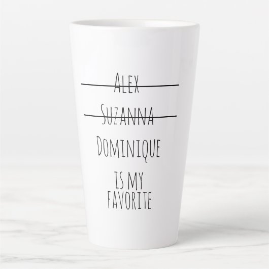 Funny Simple Favorite Child Names Mother's Day Mam Milchtasse (Vorderseite)