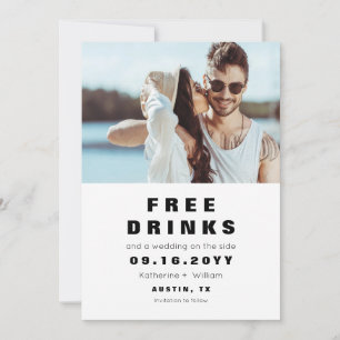 Funny Simple Free Drinks Foto Save the Date Karte
