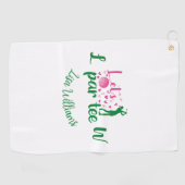 Funny Simple Girly Let's Par T-Shirt Monogramm mit Golfhandtuch (Horizontal)