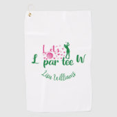 Funny Simple Girly Let's Par T-Shirt Monogramm mit Golfhandtuch (Vorderseite)