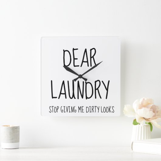 Funny Simple Laundry Room Quadratische Wanduhr (Zuhause)