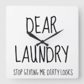 Funny Simple Laundry Room Quadratische Wanduhr (Vorderseite)