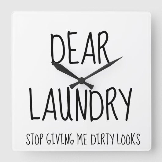 Funny Simple Laundry Room Quadratische Wanduhr (Vorderseite)