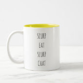 Funny Simple Modern Slurp isst Slurp Chat Zweifarbige Tasse (Links)
