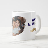 Funny Simple Mustache Happy Vatertag Foto Jumbo-Tasse (Vorderseite Rechts)