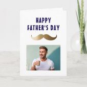Funny Simple Mustache Happy Vatertag Foto Karte (Vorderseite)
