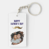 Funny Simple Mustache Happy Vatertag Foto Schlüsselanhänger (Rückseite)