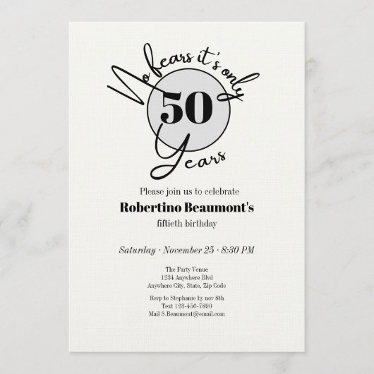 Funny Simple No Fears 50th birthday party Einladung (Vorderseite)