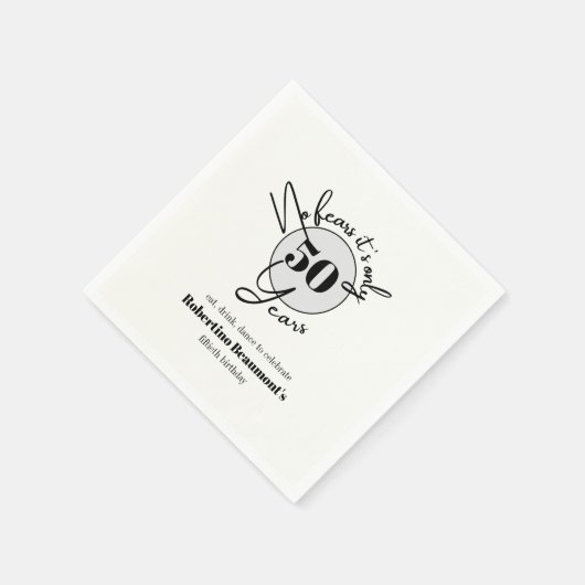 Funny Simple No Fears 50th birthday party Serviette (Ecke)