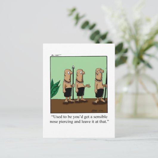 Funny Simple Piercings Spaß Postcard Postkarte (Stehend Vorderseite)