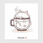 Funny Simple White Cat im Cup Aufkleber (Blatt)