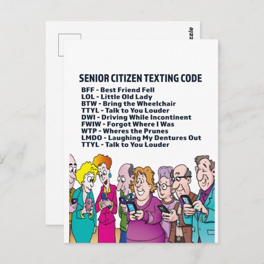 Funny Sims für Seniors Postcard Postkarte (Vorne/Hinten)